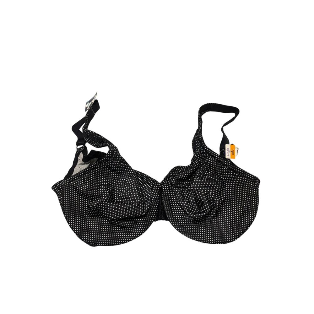 Olga 38DD black white polka dot underwire adjustable straps bra minimizer nwt